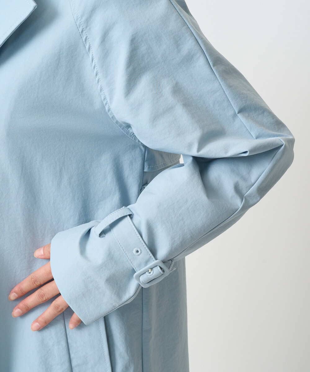 F1VFD10300 MK MICHEL KLEIN(小さいサイズ)(メゾン ドゥ サンク) 【小さいサイズ】トレンチディティールロングコート/撥水/洗える ライトブルー