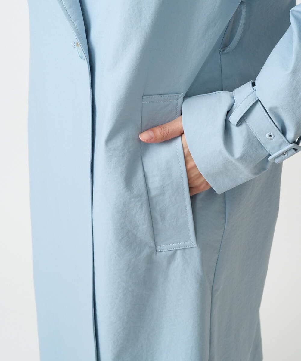 F1VFD10300 MK MICHEL KLEIN(小さいサイズ)(メゾン ドゥ サンク) 【小さいサイズ】トレンチディティールロングコート/撥水/洗える ライトブルー