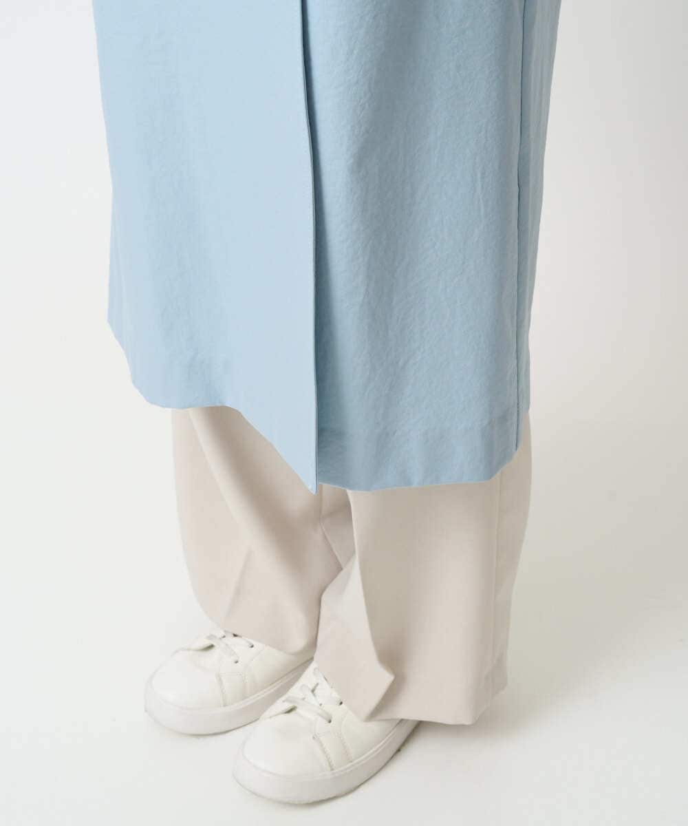 F1VFD10300 MK MICHEL KLEIN(小さいサイズ)(メゾン ドゥ サンク) 【小さいサイズ】トレンチディティールロングコート/撥水/洗える ライトブルー