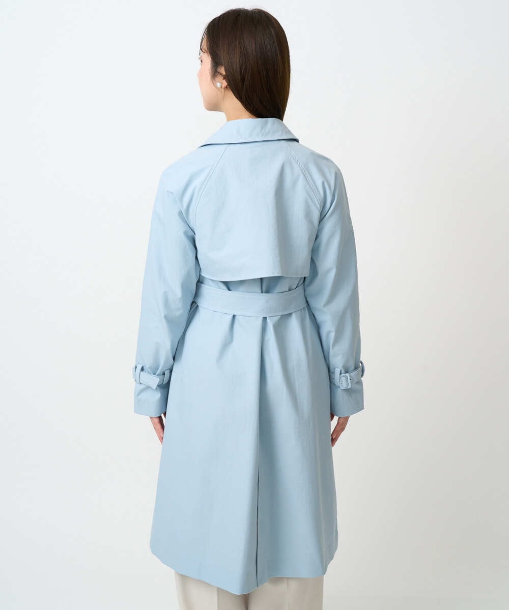 F1VFD10300 MK MICHEL KLEIN(小さいサイズ)(メゾン ドゥ サンク) 【小さいサイズ】トレンチディティールロングコート/撥水/洗える ライトブルー