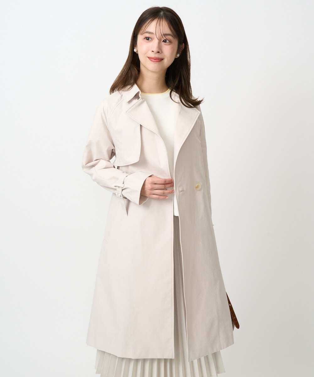 F1VFD10300 MK MICHEL KLEIN(小さいサイズ)(メゾン ドゥ サンク) 【小さいサイズ】トレンチディティールロングコート/撥水/洗える ライトブルー