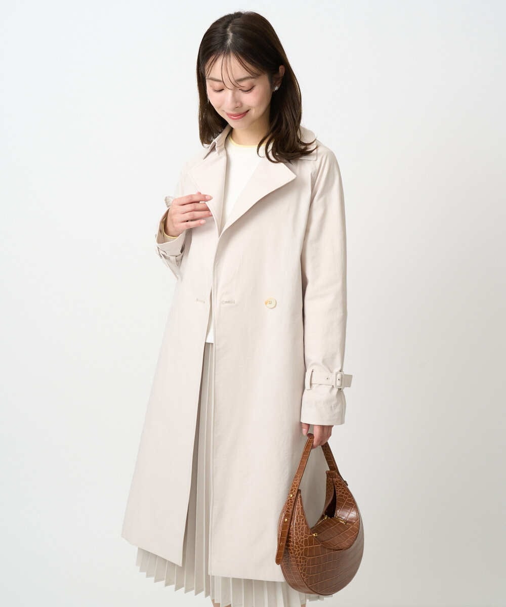 F1VFD10300 MK MICHEL KLEIN(小さいサイズ)(メゾン ドゥ サンク) 【小さいサイズ】トレンチディティールロングコート/撥水/洗える ライトブルー