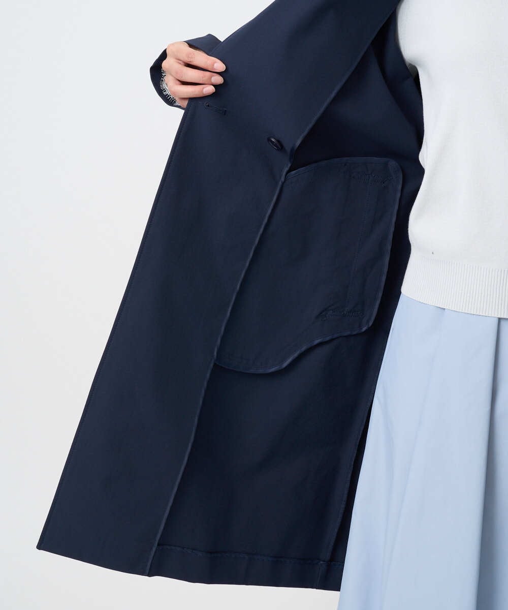 F1VFD10300 MK MICHEL KLEIN(小さいサイズ)(メゾン ドゥ サンク) 【小さいサイズ】トレンチディティールロングコート/撥水/洗える ライトブルー