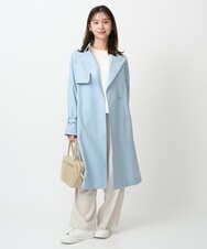 F1VFD10300 MK MICHEL KLEIN(小さいサイズ)(メゾン ドゥ サンク) 【小さいサイズ】トレンチディティールロングコート/撥水/洗える ライトブルー