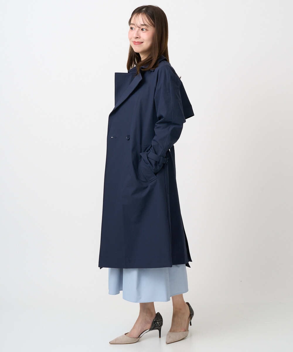 F1VFD10300 MK MICHEL KLEIN(小さいサイズ)(メゾン ドゥ サンク) 【小さいサイズ】トレンチディティールロングコート/撥水/洗える ライトブルー