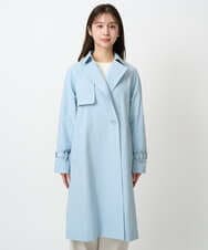 F1VFD10300 MK MICHEL KLEIN(小さいサイズ)(メゾン ドゥ サンク) 【小さいサイズ】トレンチディティールロングコート/撥水/洗える ライトブルー