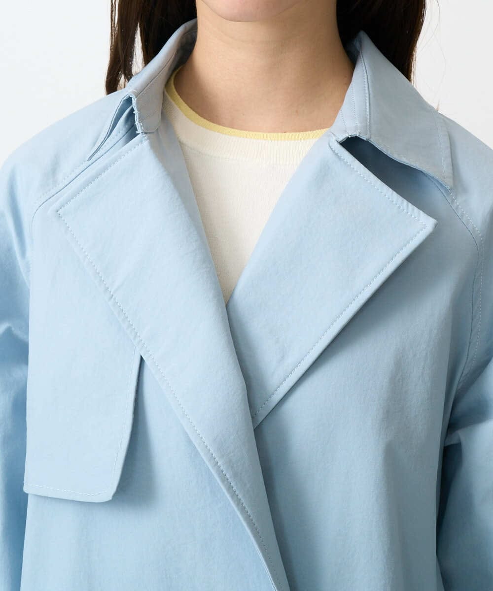 F1VFD10300 MK MICHEL KLEIN(小さいサイズ)(メゾン ドゥ サンク) 【小さいサイズ】トレンチディティールロングコート/撥水/洗える ライトブルー