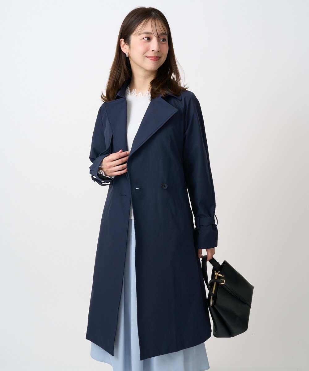 F1VFD10300 MK MICHEL KLEIN(小さいサイズ)(メゾン ドゥ サンク) 【小さいサイズ】トレンチディティールロングコート/撥水/洗える ネイビー