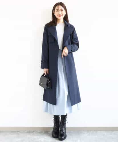 F1VFD10300 MK MICHEL KLEIN(小さいサイズ) 【小さいサイズ】トレンチディティールロングコート/撥水/洗える