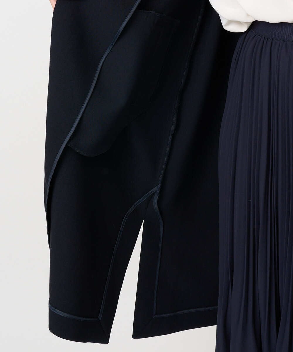 F1VFD14280 MK MICHEL KLEIN(小さいサイズ)(メゾン ドゥ サンク) 【小さいサイズ】ライトダブルクロスチェスターコート/洗える ネイビー