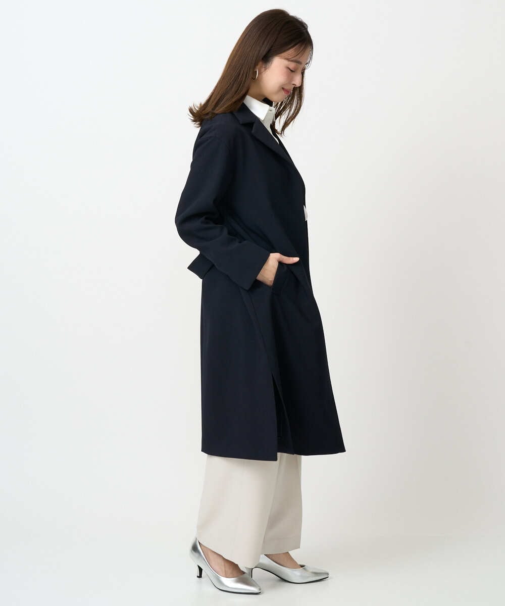 F1VFD14280 MK MICHEL KLEIN(小さいサイズ)(メゾン ドゥ サンク) 【小さいサイズ】ライトダブルクロスチェスターコート/洗える ネイビー