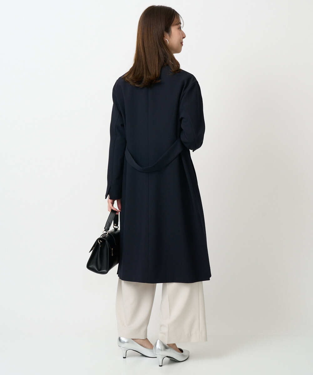 F1VFD14280 MK MICHEL KLEIN(小さいサイズ)(メゾン ドゥ サンク) 【小さいサイズ】ライトダブルクロスチェスターコート/洗える ネイビー