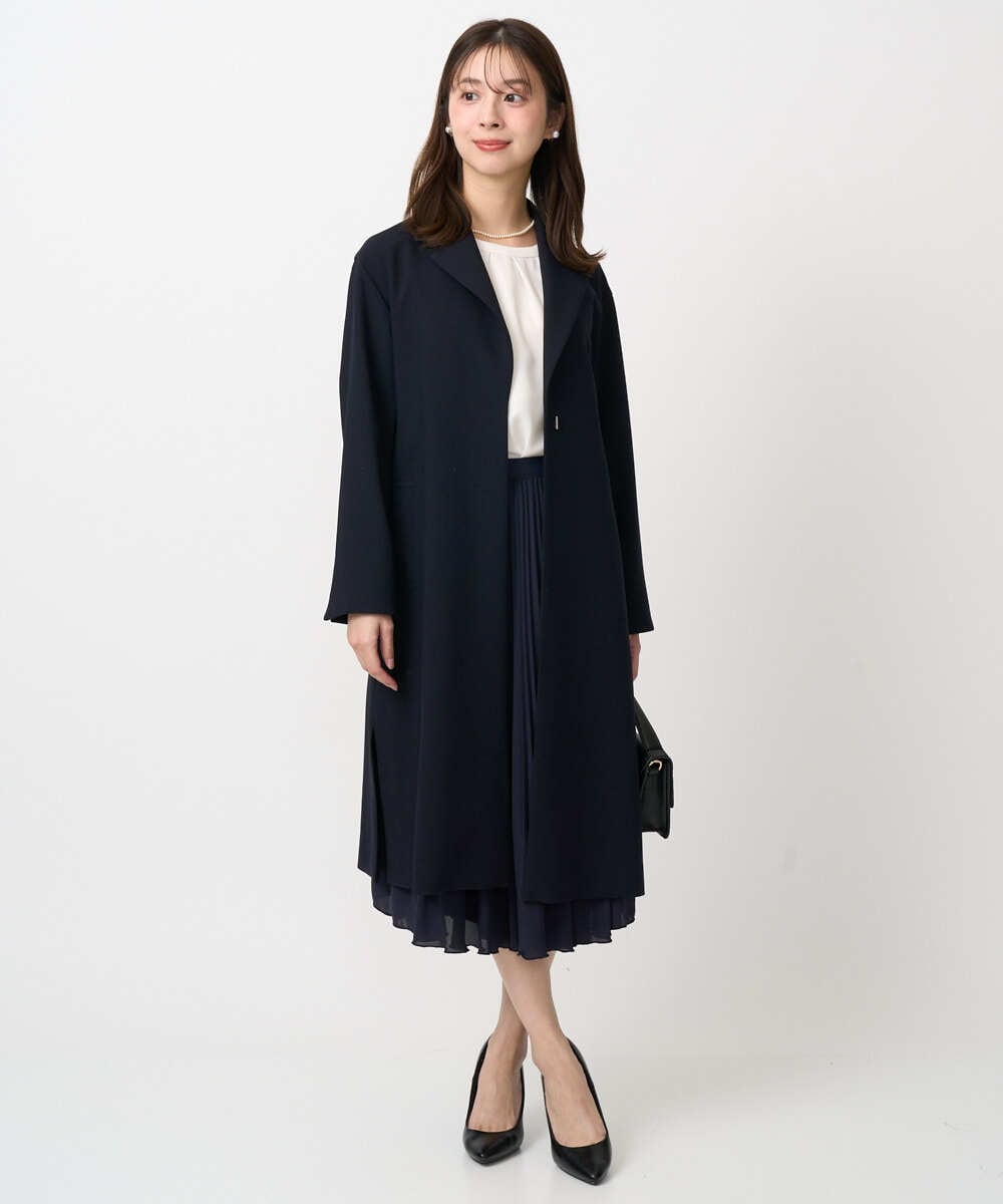 F1VFD14280 MK MICHEL KLEIN(小さいサイズ)(メゾン ドゥ サンク) 【小さいサイズ】ライトダブルクロスチェスターコート/洗える ネイビー