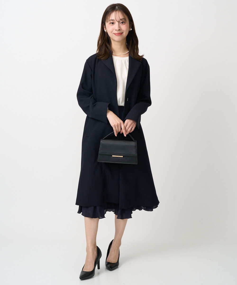 F1VFD14280 MK MICHEL KLEIN(小さいサイズ)(メゾン ドゥ サンク) 【小さいサイズ】ライトダブルクロスチェスターコート/洗える ネイビー