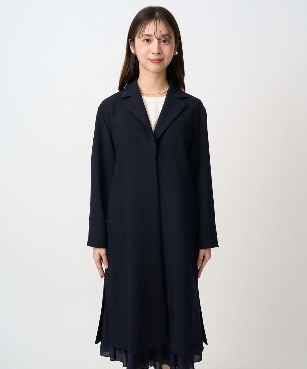 F1VFD14280 MK MICHEL KLEIN(小さいサイズ)(メゾン ドゥ サンク) 【小さいサイズ】ライトダブルクロスチェスターコート/洗える ネイビー