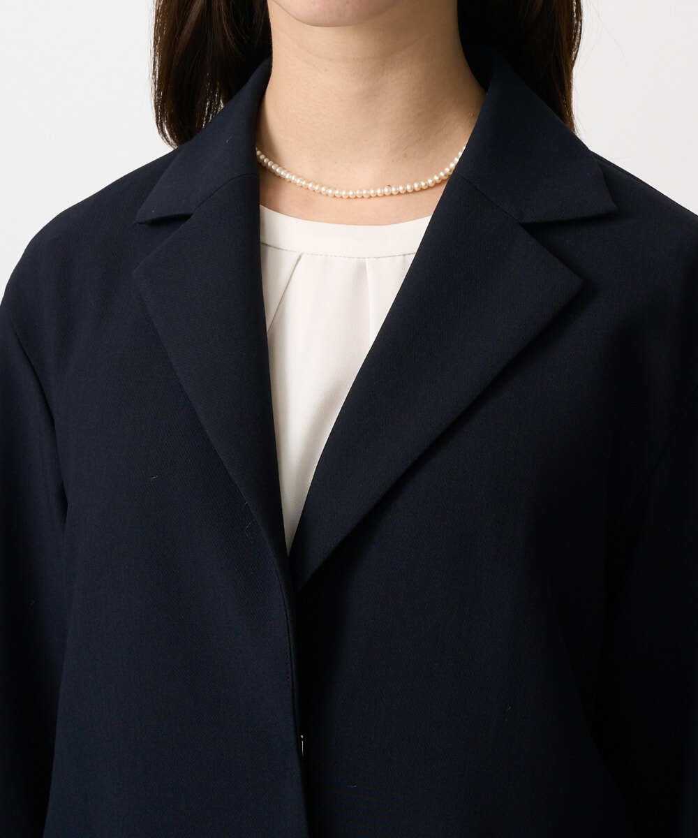 F1VFD14280 MK MICHEL KLEIN(小さいサイズ)(メゾン ドゥ サンク) 【小さいサイズ】ライトダブルクロスチェスターコート/洗える ネイビー