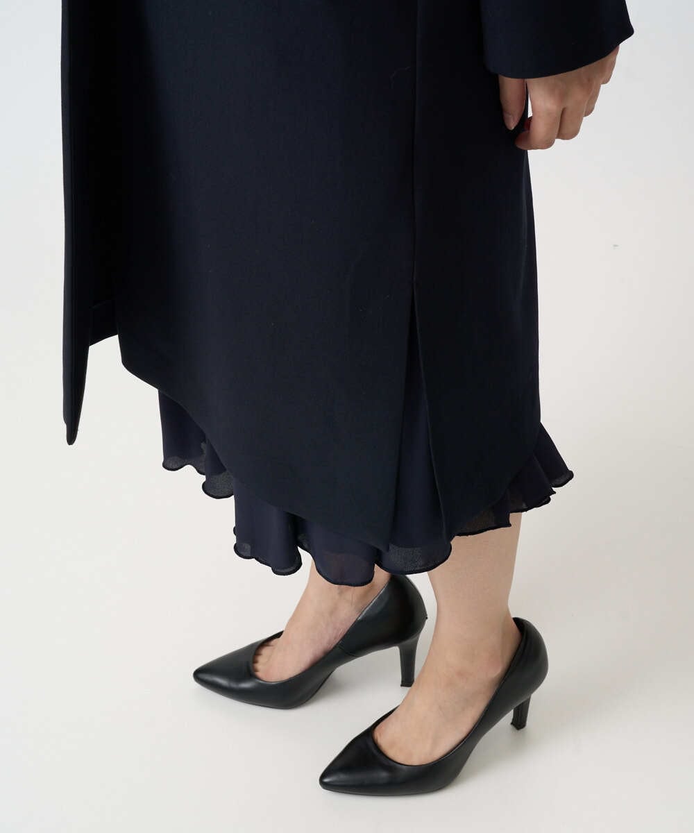 F1VFD14280 MK MICHEL KLEIN(小さいサイズ)(メゾン ドゥ サンク) 【小さいサイズ】ライトダブルクロスチェスターコート/洗える ネイビー