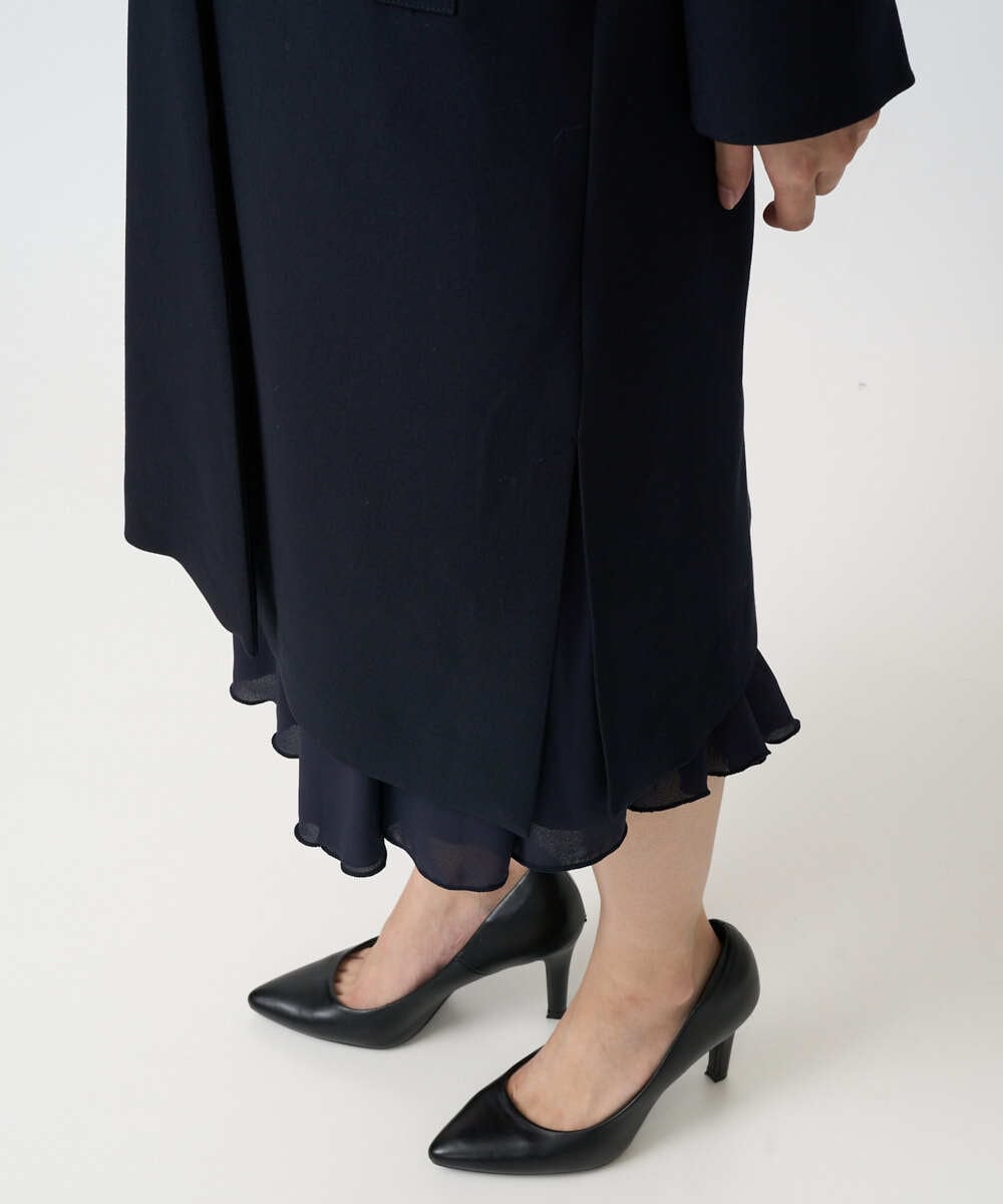 F1VFD14280 MK MICHEL KLEIN(小さいサイズ)(メゾン ドゥ サンク) 【小さいサイズ】ライトダブルクロスチェスターコート/洗える ネイビー