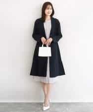 F1VFD14280 MK MICHEL KLEIN(小さいサイズ)(メゾン ドゥ サンク) 【小さいサイズ】ライトダブルクロスチェスターコート/洗える ネイビー