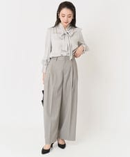 F6BAA09230 MICHEL KLEIN(小さいサイズ)(メゾン ドゥ サンク) [小さいサイズ]ストレッチサテンボウタイブラウス ホワイト