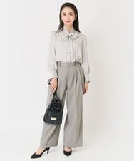 F6BAA09230 MICHEL KLEIN(小さいサイズ)(メゾン ドゥ サンク) [小さいサイズ]ストレッチサテンボウタイブラウス ホワイト