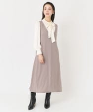 F6BAA09230 MICHEL KLEIN(小さいサイズ)(メゾン ドゥ サンク) [小さいサイズ]ストレッチサテンボウタイブラウス ホワイト