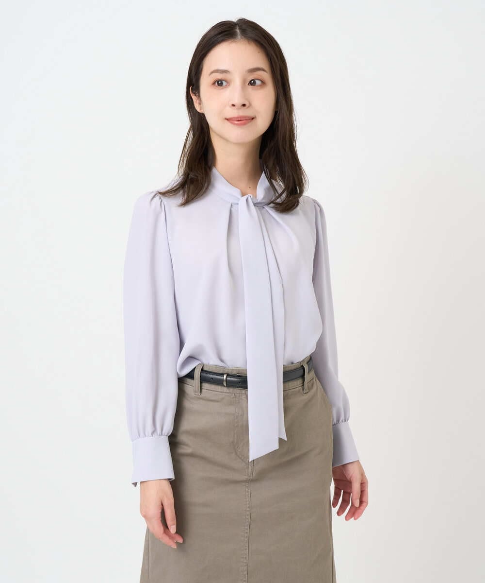 F6BAD11220 MICHEL KLEIN(小さいサイズ)(メゾン ドゥ サンク) [小さいサイズ]ボウタイブラウス ラベンダー