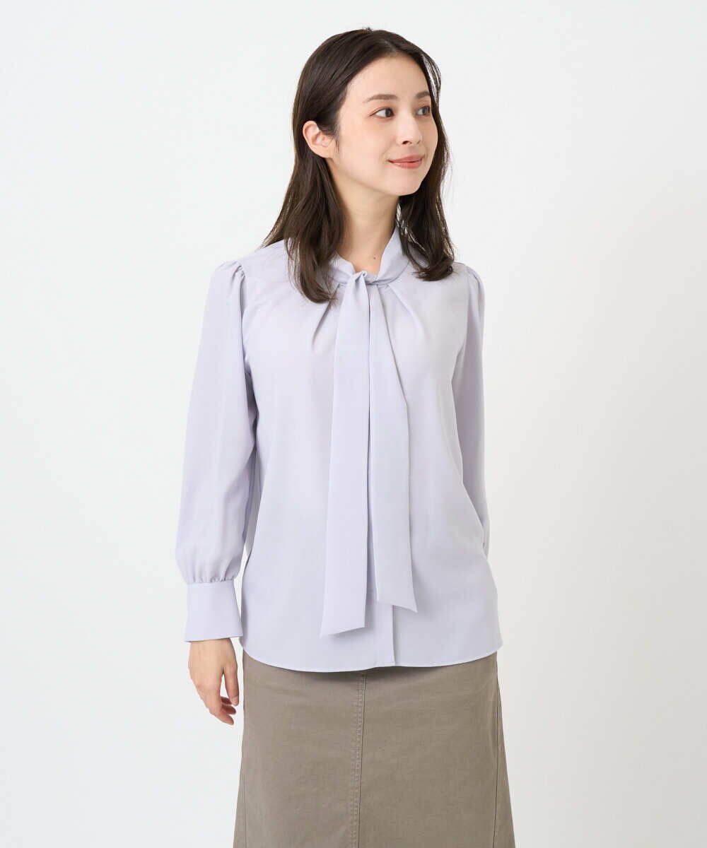 F6BAD11220 MICHEL KLEIN(小さいサイズ)(メゾン ドゥ サンク) [小さいサイズ]ボウタイブラウス ラベンダー