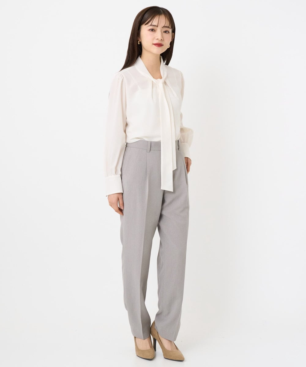 F6BAD11220 MICHEL KLEIN(小さいサイズ)(メゾン ドゥ サンク) [小さいサイズ]ボウタイブラウス ラベンダー