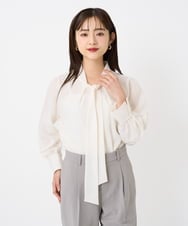 F6BAD11220 MICHEL KLEIN(小さいサイズ)(メゾン ドゥ サンク) [小さいサイズ]ボウタイブラウス ラベンダー