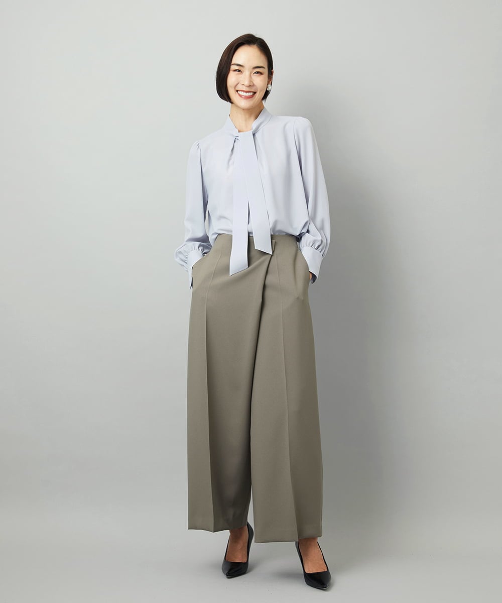 F6BAD11220 MICHEL KLEIN(小さいサイズ)(メゾン ドゥ サンク) [小さいサイズ]ボウタイブラウス ラベンダー