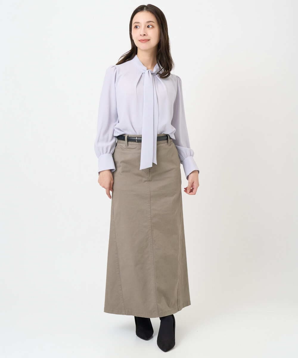 F6BAD11220 MICHEL KLEIN(小さいサイズ)(メゾン ドゥ サンク) [小さいサイズ]ボウタイブラウス ラベンダー