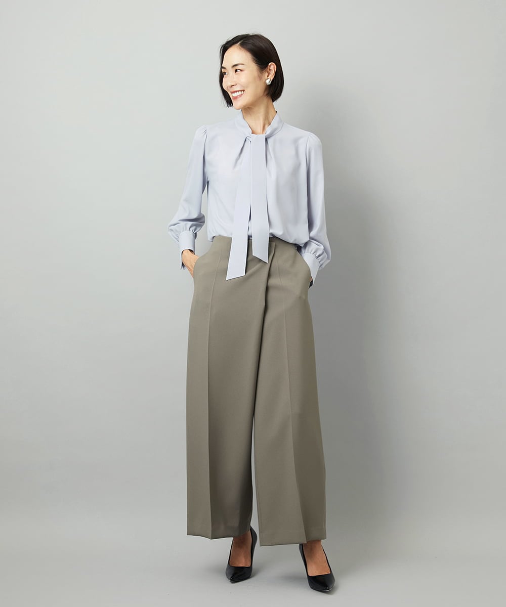 F6BAD11220 MICHEL KLEIN(小さいサイズ)(メゾン ドゥ サンク) [小さいサイズ]ボウタイブラウス ラベンダー