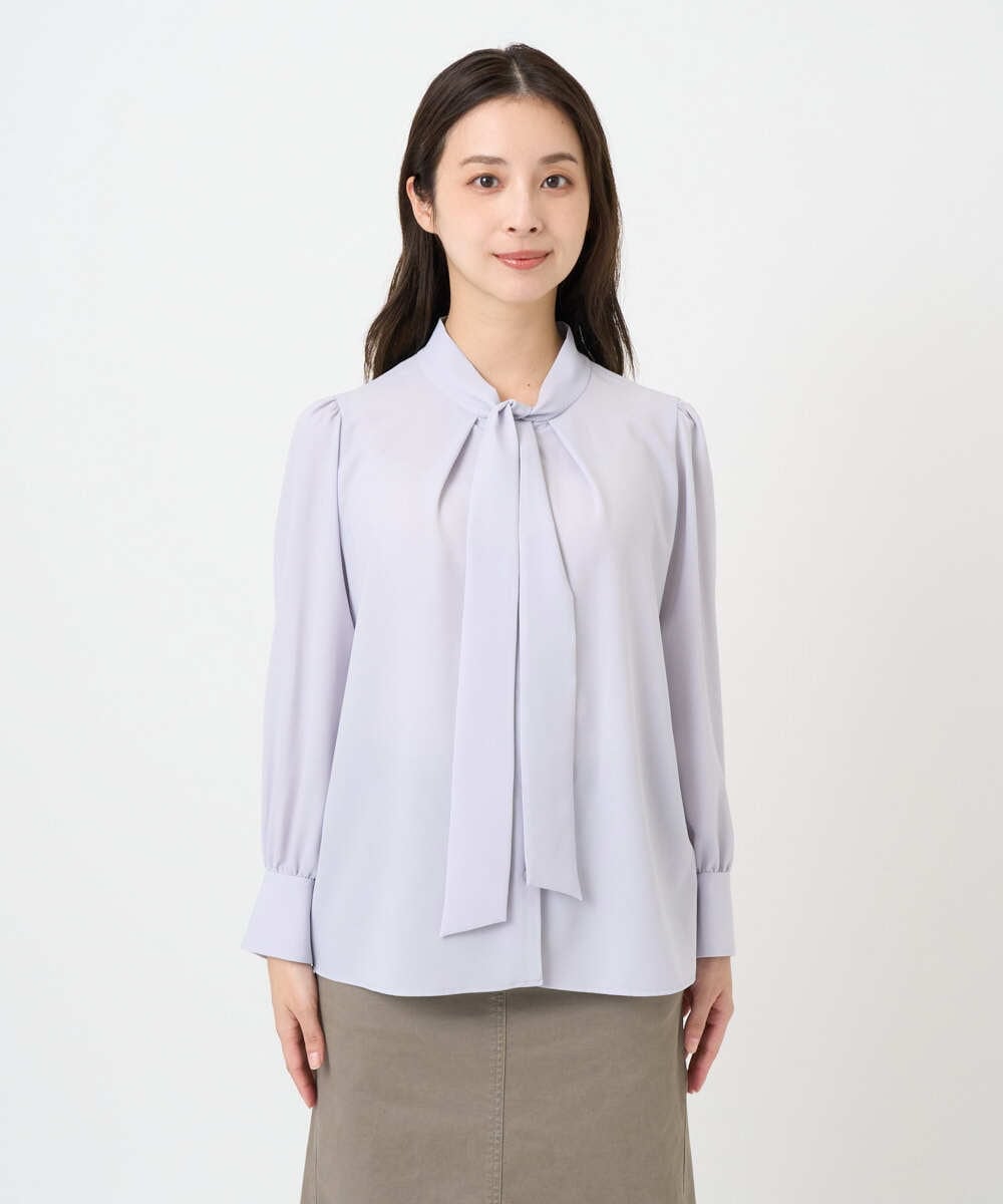 F6BAD11220 MICHEL KLEIN(小さいサイズ)(メゾン ドゥ サンク) [小さいサイズ]ボウタイブラウス ラベンダー