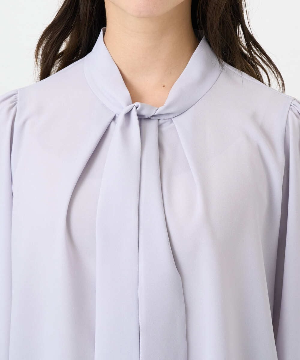 F6BAD11220 MICHEL KLEIN(小さいサイズ)(メゾン ドゥ サンク) [小さいサイズ]ボウタイブラウス ラベンダー