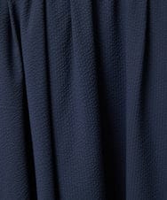 F6BAD18180 MICHEL KLEIN(小さいサイズ)(メゾン ドゥ サンク) [小さいサイズ][セットアップ対応]ギャザーブラウス　サッカー無地 ネイビー
