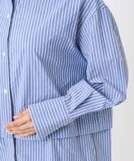 F6BAD19270 MICHEL KLEIN(小さいサイズ)(メゾン ドゥ サンク) [小さいサイズ][2WAY]クレリックオーバーサイズストライプシャツ ブルー