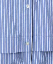 F6BAD19270 MICHEL KLEIN(小さいサイズ)(メゾン ドゥ サンク) [小さいサイズ][2WAY]クレリックオーバーサイズストライプシャツ ブルー