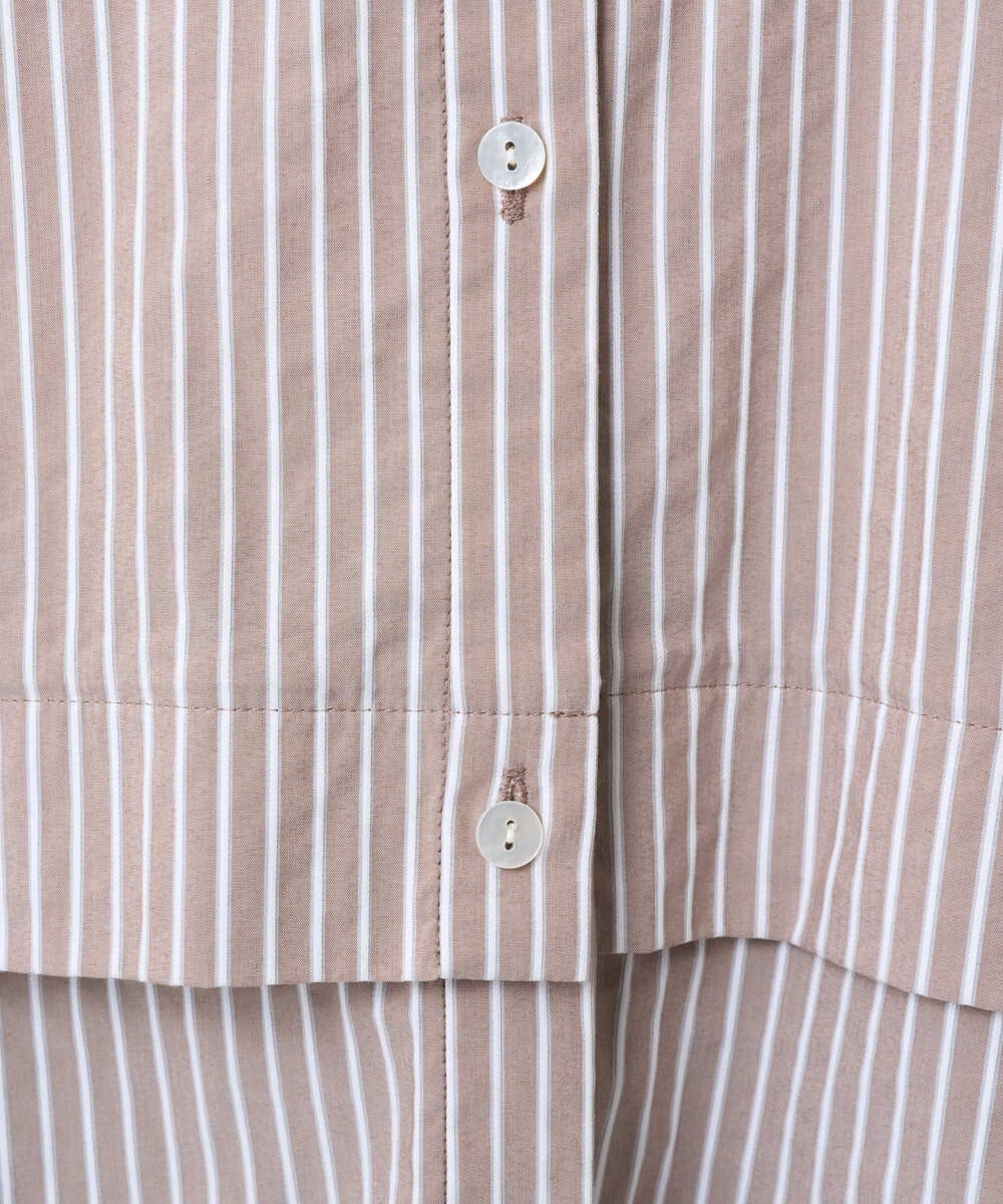 F6BAD19270 MICHEL KLEIN(小さいサイズ)(メゾン ドゥ サンク) [小さいサイズ][2WAY]クレリックオーバーサイズストライプシャツ ブルー