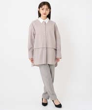 F6BAD19270 MICHEL KLEIN(小さいサイズ)(メゾン ドゥ サンク) [小さいサイズ][2WAY]クレリックオーバーサイズストライプシャツ ブルー