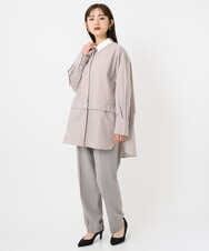 F6BAD19270 MICHEL KLEIN(小さいサイズ)(メゾン ドゥ サンク) [小さいサイズ][2WAY]クレリックオーバーサイズストライプシャツ ブルー