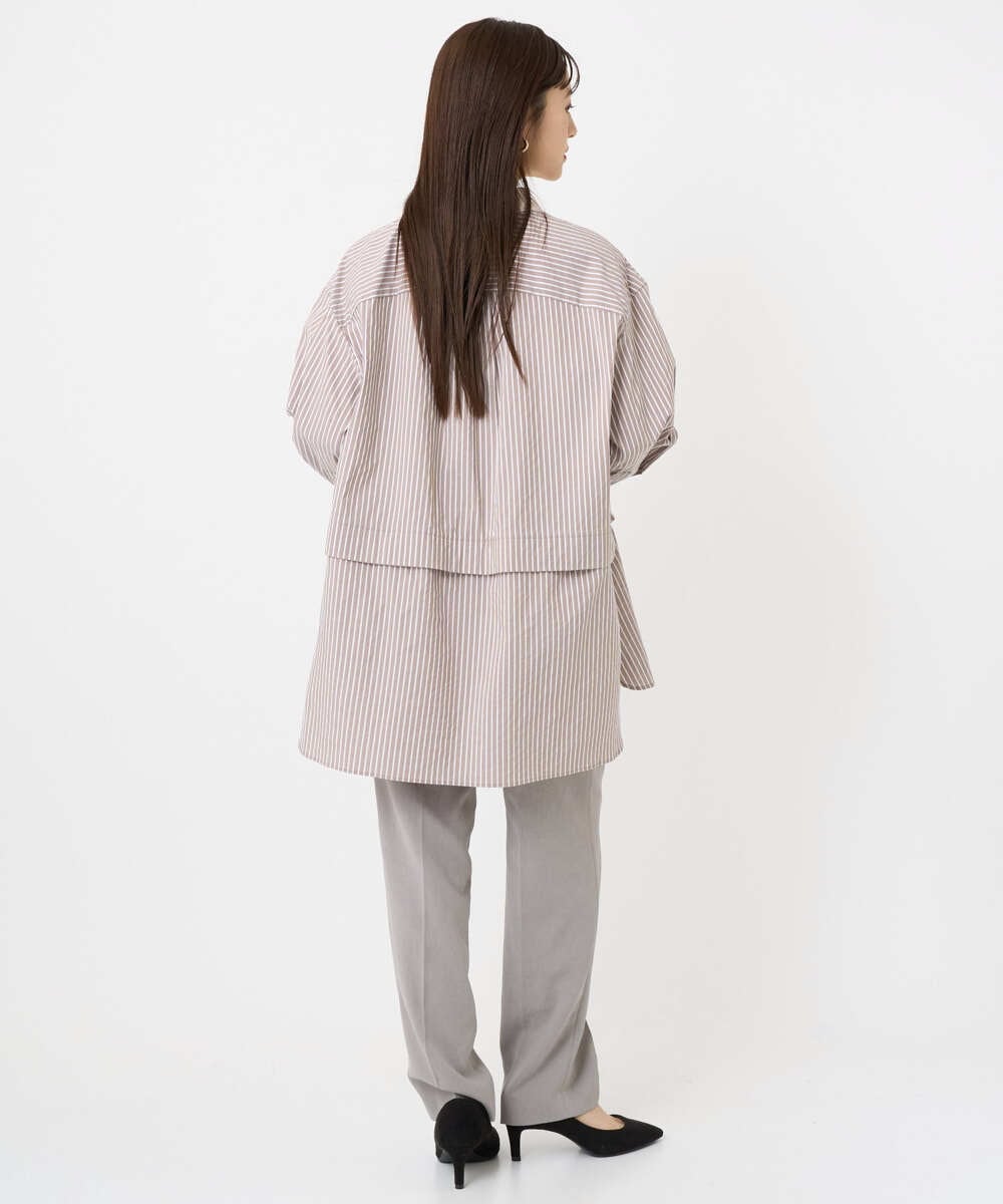 F6BAD19270 MICHEL KLEIN(小さいサイズ)(メゾン ドゥ サンク) [小さいサイズ][2WAY]クレリックオーバーサイズストライプシャツ ブルー