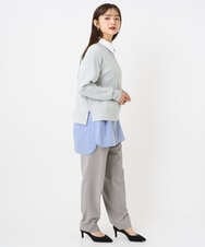 F6BAD19270 MICHEL KLEIN(小さいサイズ)(メゾン ドゥ サンク) [小さいサイズ][2WAY]クレリックオーバーサイズストライプシャツ ブルー