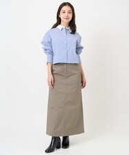 F6BAD19270 MICHEL KLEIN(小さいサイズ)(メゾン ドゥ サンク) [小さいサイズ][2WAY]クレリックオーバーサイズストライプシャツ ブルー