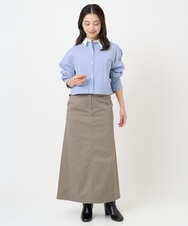 F6BAD19270 MICHEL KLEIN(小さいサイズ)(メゾン ドゥ サンク) [小さいサイズ][2WAY]クレリックオーバーサイズストライプシャツ ブルー