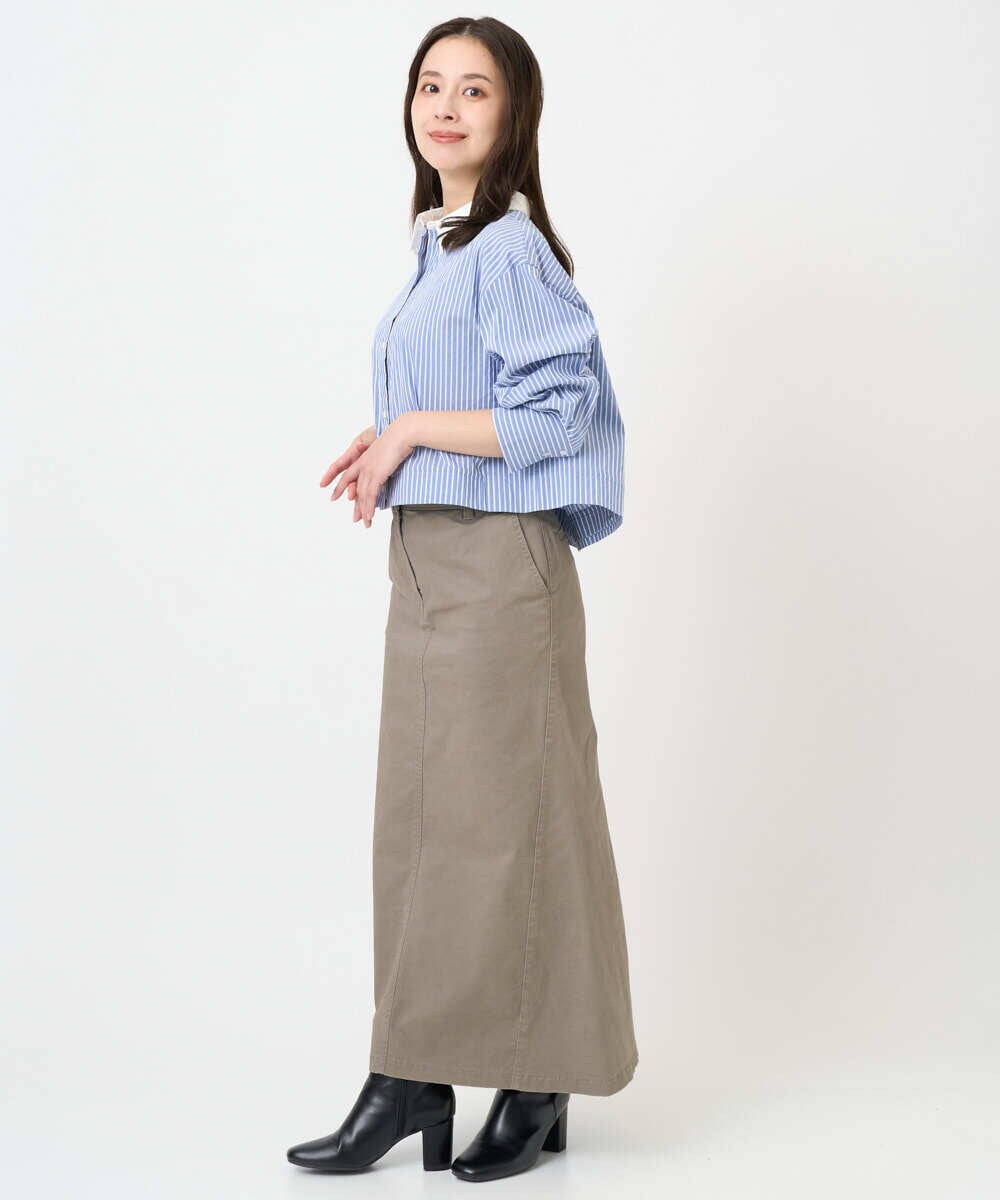 F6BAD19270 MICHEL KLEIN(小さいサイズ)(メゾン ドゥ サンク) [小さいサイズ][2WAY]クレリックオーバーサイズストライプシャツ ブルー