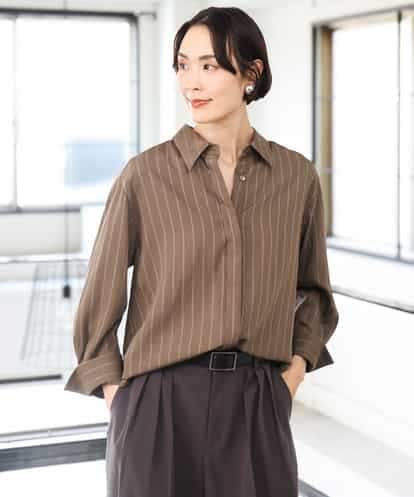 F6BAG01250 MICHEL KLEIN(小さいサイズ) 【小さいサイズ】ヴィンテージライクストライプシャツ