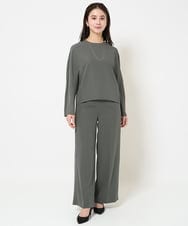 F6BDA08180 MICHEL KLEIN(小さいサイズ)(メゾン ドゥ サンク) [小さいサイズ]プルオーバーブラウス(セットアップ対応/洗える) ネイビー