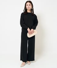 F6BDA08180 MICHEL KLEIN(小さいサイズ)(メゾン ドゥ サンク) [小さいサイズ]プルオーバーブラウス(セットアップ対応/洗える) ネイビー