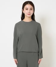 F6BDA08180 MICHEL KLEIN(小さいサイズ)(メゾン ドゥ サンク) [小さいサイズ]プルオーバーブラウス(セットアップ対応/洗える) ネイビー